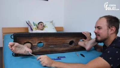 Locked up in Stocks and Tickled + Foot Worshiped (tickling, Feet in Stocks, Tickling Torture, Soles)